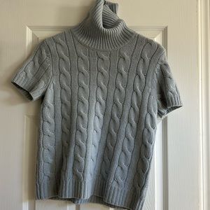 Lauren Ralph Lauren Cashmere Angora Wool Cable Knit S/Sleeve Turtleneck Sweater
